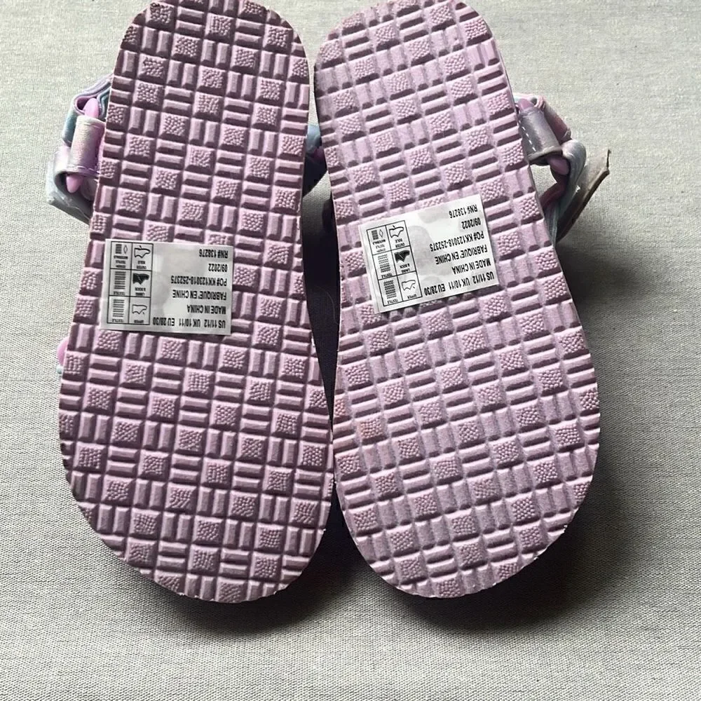 Fabkids Girls 11/12 Purple Tie Dye‎ Unicorn Slip On Platform Sandals